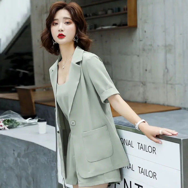 2024. Sakoi i kratke hlače Odijela za žene Ljetna uredska odjeća Kratki rukavi Crni ženski komplet hlača Udobni promotivni trendovi