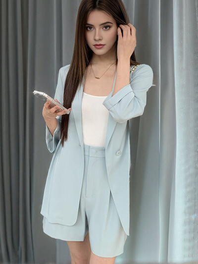 2-dijelni set sakoa za žene Novo proljeće ljeto 2024. Korejski modni dizajn Ležerne kratke hlače Kompleti odjevnih kombinacija Široka gornja odjeća Vruća rasprodaja