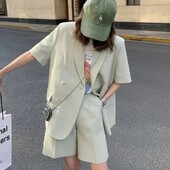 Košulje Kompleti odijela Ljetni tanki ženski kratki set od 2 komada Ležerni ovratnik kratkih rukava Visokokvalitetni Y2k udobni kratki set