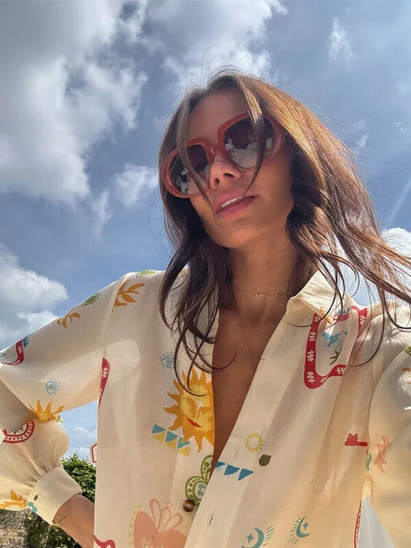 Modno kratko odijelo s otisnutim elastičnim džepovima u struku Žensko odijelo s širokim reverima i dugim rukavima Komplet košulje s dugim rukavima Nova ženska odjevna kombinacija za odmor