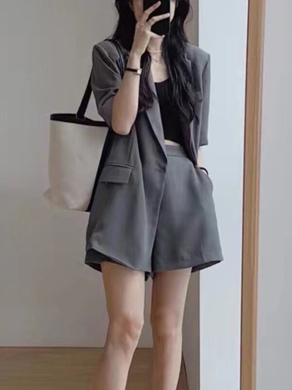 Γυναικείο σορτς σορτς καλοκαιρινό vintage casual loose μπουφάν Blaser Κομμάτια κοντό παντελόνι Γυναικεία κορεατική μόδα 2 τεμάχια