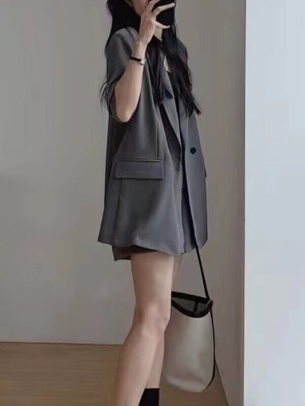 Γυναικείο σορτς σορτς καλοκαιρινό vintage casual loose μπουφάν Blaser Κομμάτια κοντό παντελόνι Γυναικεία κορεατική μόδα 2 τεμάχια