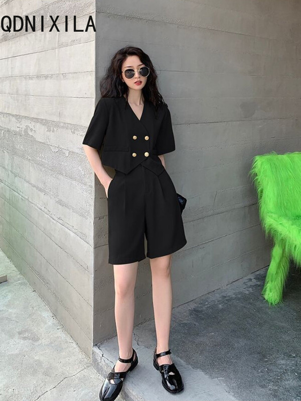 2024. Žensko ljetno odijelo kratkih rukava Komplet hlača širokih nogavica Modni dvodijelni kompleti kratkih hlača s malim mirisom za ležerne potrebe Ženska odjeća