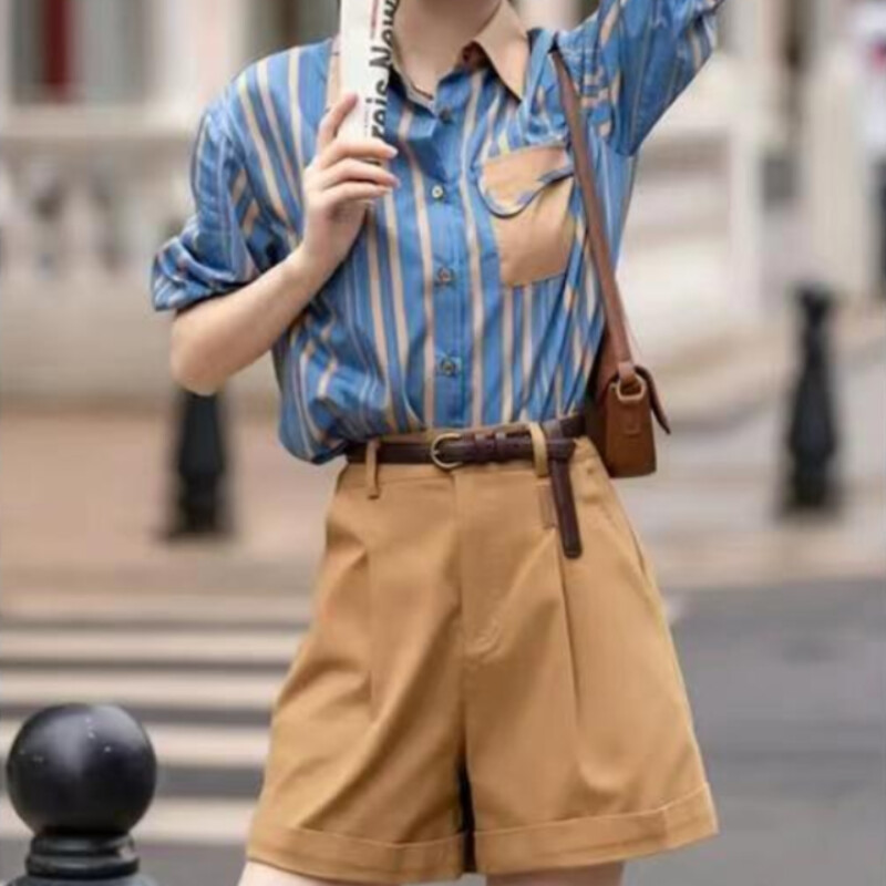 Novo u dvodijelnim ležernim ženskim kratkim hlačama Odlikuje se odgovarajućom opremom Korejski stil Klasična ljetna moda 2024. Ženski kratki setovi 2 komada