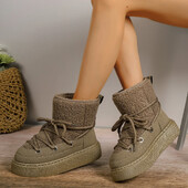 2024 νέο χειμερινό στρογγυλό κεφάλι χοντρό κάτω μπροστινό μέρος με slip-on fashion casual κοντό σωλήνα ζεστά βαμβακερά παπούτσια γυναικείες μπότες