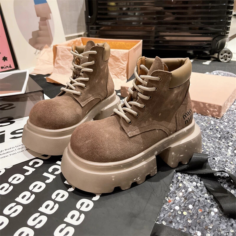 European Station Vintage Ženske jesen 2024. Nove male kratke čizme s debelim potplatom u britanskom stilu