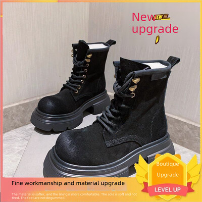 Motociklističke čizme od matirane meke kože Kratke čizme s cijevima Debeli donji dio Veliki žuti alat Ženski