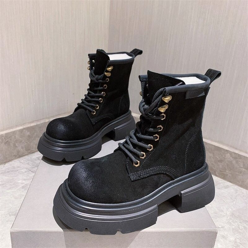 Motociklističke čizme od matirane meke kože Kratke čizme s cijevima Debeli donji dio Veliki žuti alat Ženski