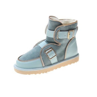 Χειμερινές μπότες χιονιού Γυναικείες μπότες από ψεύτικη γούνα σουέτ Ζεστές μπότες Νέες μπότες για κορίτσια αντιολισθητικές, επίπεδη ζώνη με αγκράφα Γυναικείες μπότες