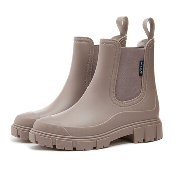 Γυναικείες αδιάβροχες μπότες Νέου στυλ Elastic Mouth Ankle Boots Mid Top Rain Παπούτσια Αντιολισθητικά για εσωτερικούς χώρους Chelsea Water Boot Woman