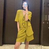 Ljetni 2-dijelni komplet sakoa Ženski sako kratkih rukava Ležerne korejske modne kratke majice Y2k crno odijelo Libertine seksi