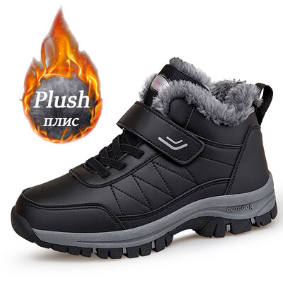 Χειμερινές μπότες για γυναίκες ψηλά παπούτσια αδιάβροχα δερμάτινα βελούδινα PU Keep ζεστά αθλητικά παπούτσια Γυναικεία μποτάκια χιονιού εξωτερικού χώρου Casual παπούτσια