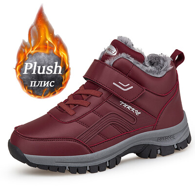 Χειμερινές μπότες για γυναίκες ψηλά παπούτσια αδιάβροχα δερμάτινα βελούδινα PU Keep ζεστά αθλητικά παπούτσια Γυναικεία μποτάκια χιονιού εξωτερικού χώρου Casual παπούτσια