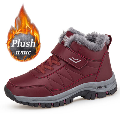 Χειμερινές μπότες για γυναίκες ψηλά παπούτσια αδιάβροχα δερμάτινα βελούδινα PU Keep ζεστά αθλητικά παπούτσια Γυναικεία μποτάκια χιονιού εξωτερικού χώρου Casual παπούτσια