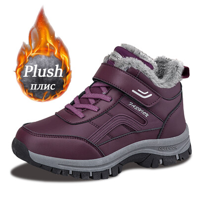 Χειμερινές μπότες για γυναίκες ψηλά παπούτσια αδιάβροχα δερμάτινα βελούδινα PU Keep ζεστά αθλητικά παπούτσια Γυναικεία μποτάκια χιονιού εξωτερικού χώρου Casual παπούτσια