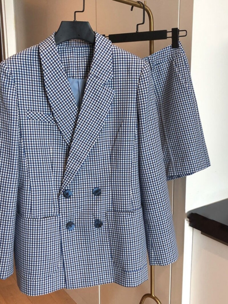 2024 Модно яке Костюм за жени Блейзър с дълъг ръкав и къси панталони Комплект от две части Корейски стил Есенно пролетно облекло Дрехи