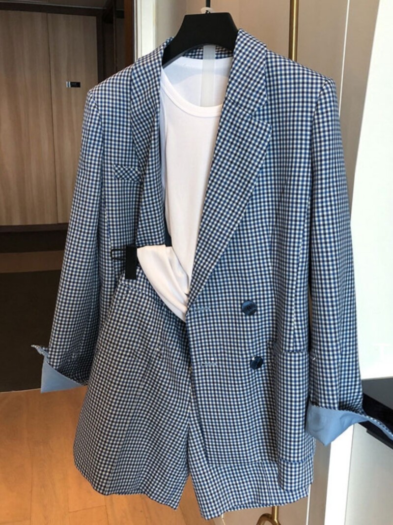 2024 Модно яке Костюм за жени Блейзър с дълъг ръкав и къси панталони Комплект от две части Корейски стил Есенно пролетно облекло Дрехи