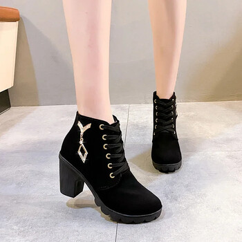 Comemore 2024 Νέα γυναικεία παπούτσια Lace Up Ankle μποτάκια Zapatos Mujer Fashion Γυναικείες γόβες casual Spring Pumps Πλατφόρμα Γόβα 42