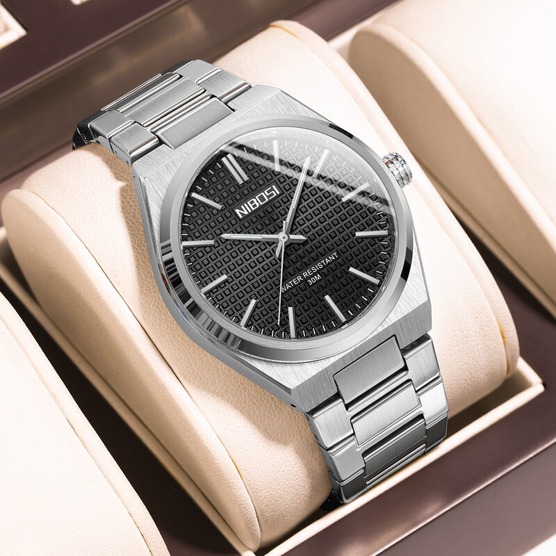 Ceas de lux pentru bărbați de marca NIBOSI Ceas de cuarț luminos din oțel inoxidabil Ceasuri de sport ocazionale impermeabile pentru bărbați reloj hombre