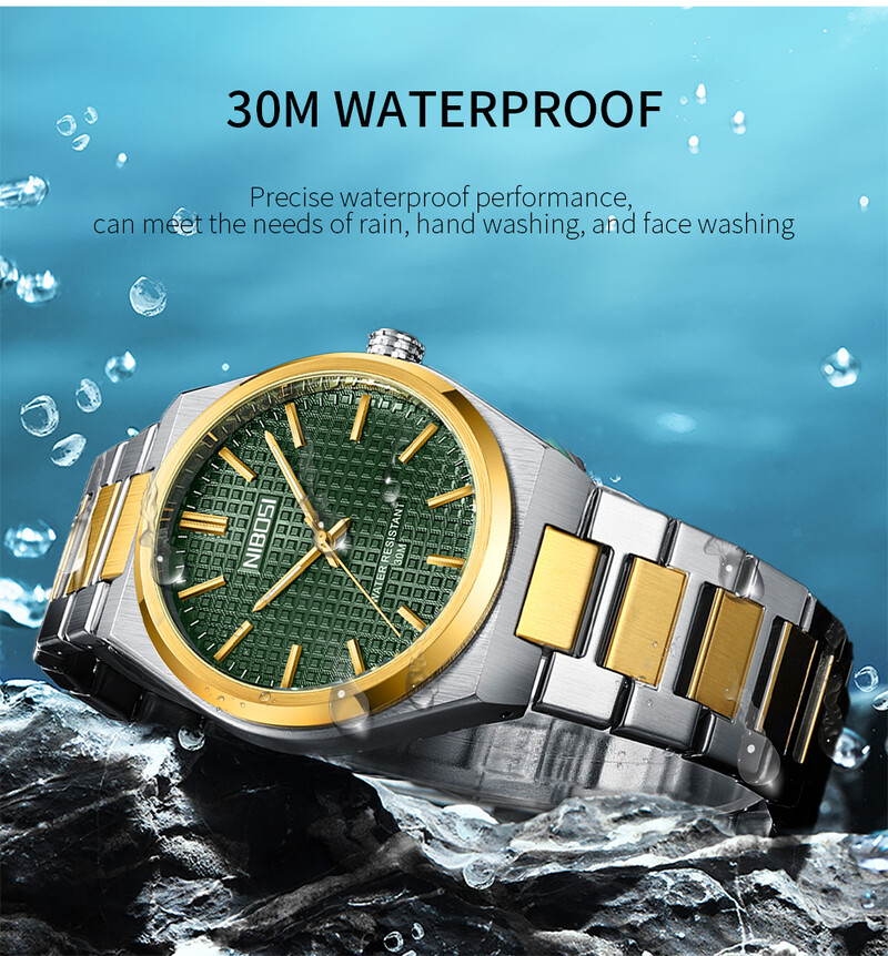 Ceas de lux pentru bărbați de marca NIBOSI Ceas de cuarț luminos din oțel inoxidabil Ceasuri de sport ocazionale impermeabile pentru bărbați reloj hombre