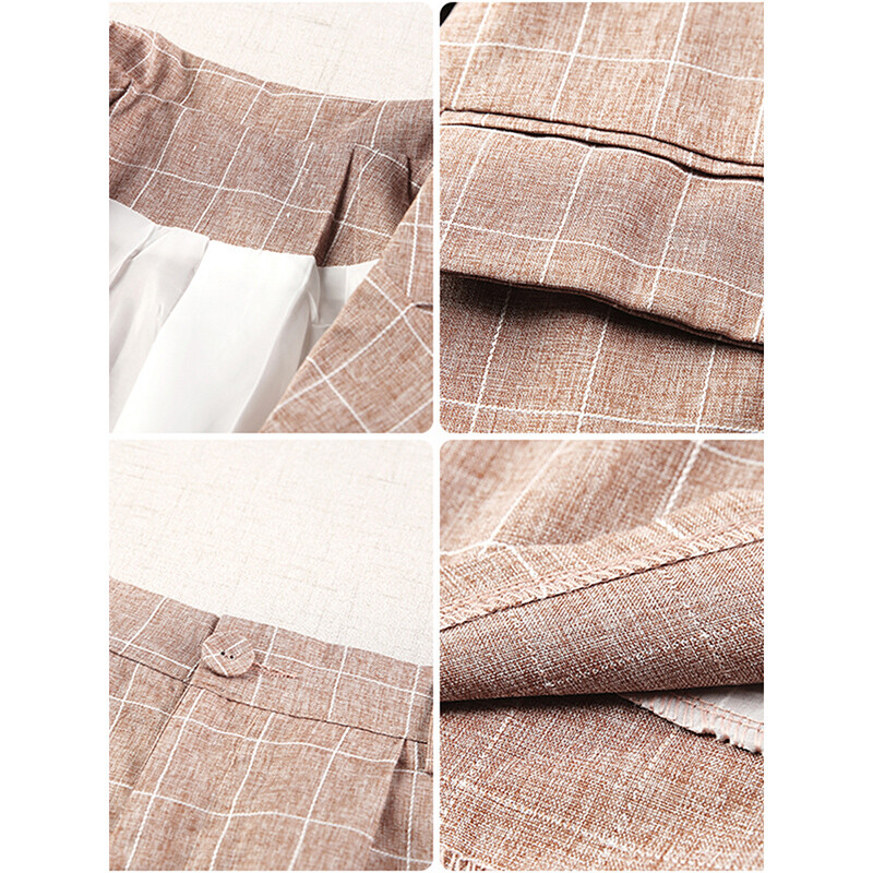 2023. Ženska korejska karirana blejzer jakna i kratke hlače velike veličine za proljeće ljeto 2023. Temperamentni dvodijelni ženski set l6