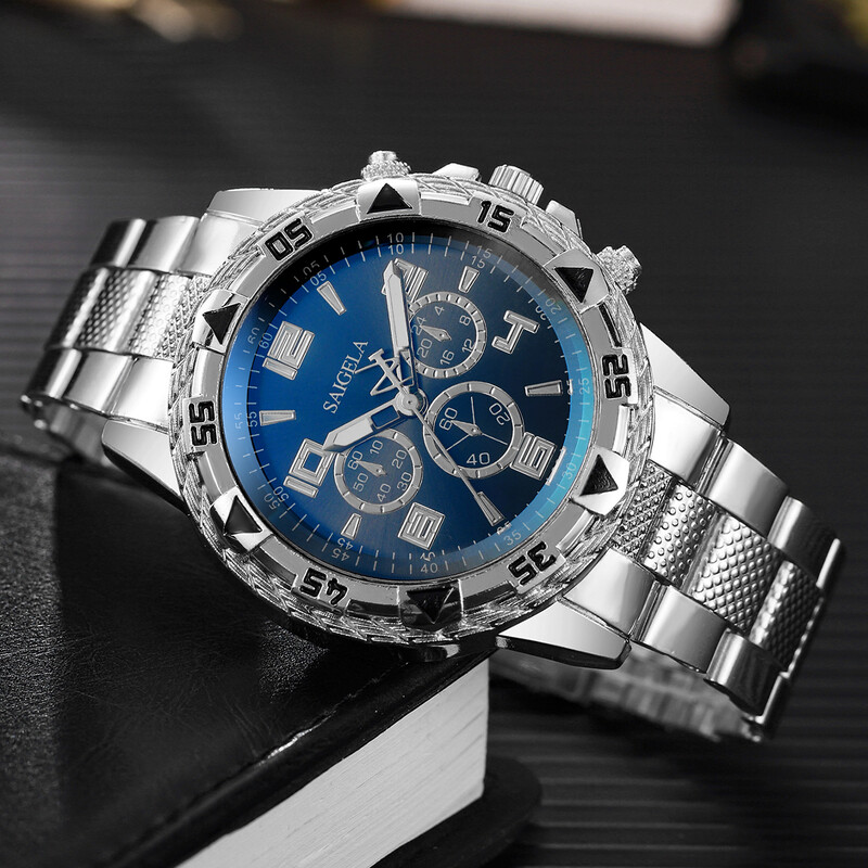 Ceasuri de afaceri pentru bărbați, cu cadran arabesc, cu bandă de oțel argintiu, ceas cu cuarț pentru bărbați