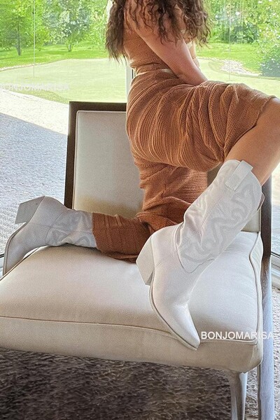 Vezene čizme Ženske modne natikače Pure White Western čizme Kaubojske kaubojke Vintage cipele 2023. Potpuno nove sa šiljatim prstima