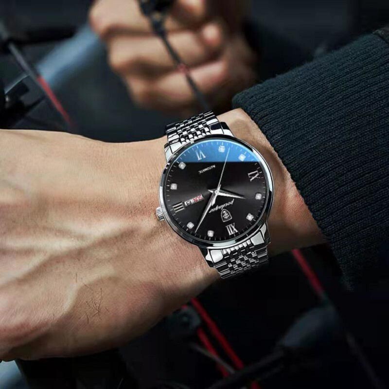 POEDAGAR roostevabast terasest meeste kvartskäekell Veekindel luksusbränd Mood Sport helendavad meestekellad Kalender Kingitused Kellad