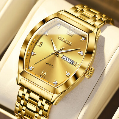 OLEVS Muški satovi Luksuzni Tonneau originalni kvarcni sat vrhunske marke za muškarce Vodootporni muški ručni sat sa svjetlosnim datumom u tjednu