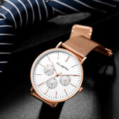 Луксозни часовници от най-добрите марки Мъже Жени Мрежа от неръждаема стомана Аналогов кварцов часовник Модни ежедневни мъжки ръчни часовници Подаръци за мъж Жена