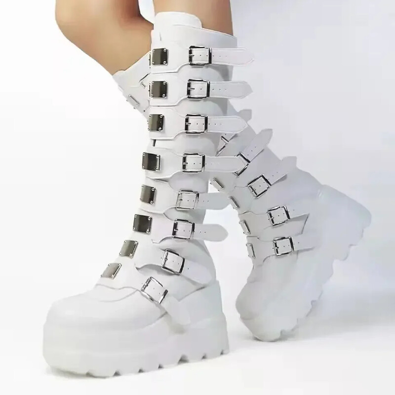 Gotičke cipele Visoke čizme s platformom Punk crne seksi motocikle 2023. Novi Halloween Cosplay 2024. Zapatos Mujer Cipele za žene