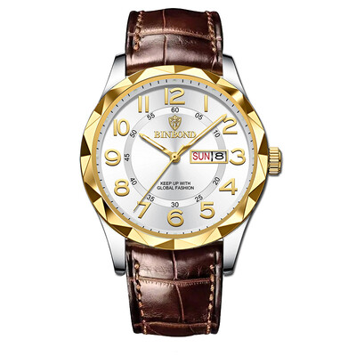 BINBOND Κορυφαία ανδρικά ρολόγια πολυτελείας Business Top Brand Man Ρολόι χειρός Αδιάβροχο Luminous Date Week Ανδρικό ρολόι Quartz υψηλής ποιότητας