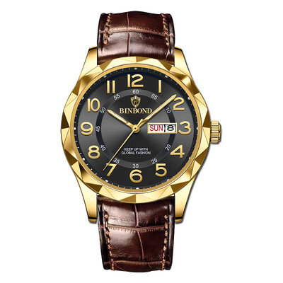 BINBOND Κορυφαία ανδρικά ρολόγια πολυτελείας Business Top Brand Man Ρολόι χειρός Αδιάβροχο Luminous Date Week Ανδρικό ρολόι Quartz υψηλής ποιότητας