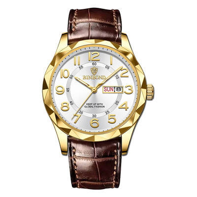 BINBOND Κορυφαία ανδρικά ρολόγια πολυτελείας Business Top Brand Man Ρολόι χειρός Αδιάβροχο Luminous Date Week Ανδρικό ρολόι Quartz υψηλής ποιότητας