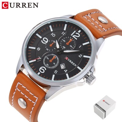 CURREN 8164 Нов ежедневен мъжки кварцов часовник Спортен моден водоустойчив часовник с кожена каишка Часовници за открито за мъже relogio