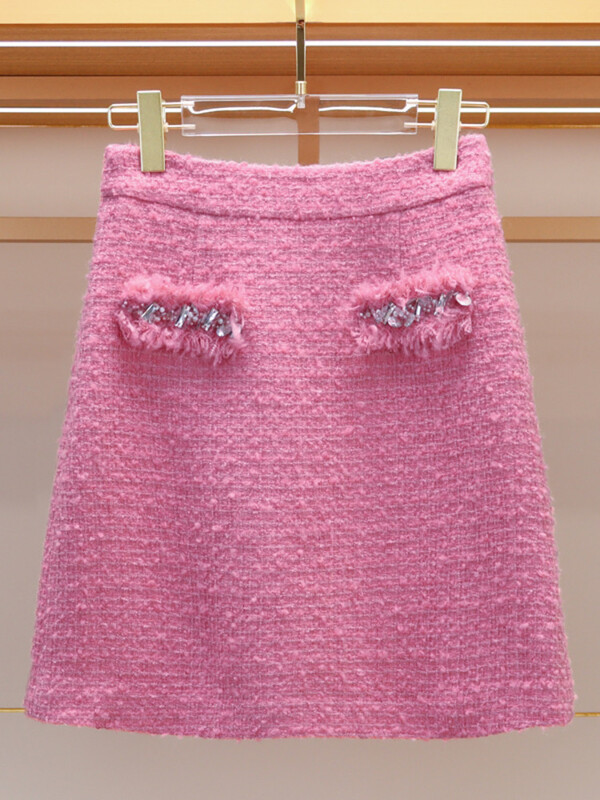 Luksuzni stil Modni dijamanti Ženska vunena jakna i suknja od tvida Elegantna uredska haljina jesen zima 2-dijelna odjeća