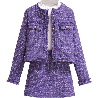 UNXX Ljubičasti mirisni ženski set sakoa i suknje 2023. Novo proljeće i jesen Elegantni gornji dio A kroja, dvodijelni