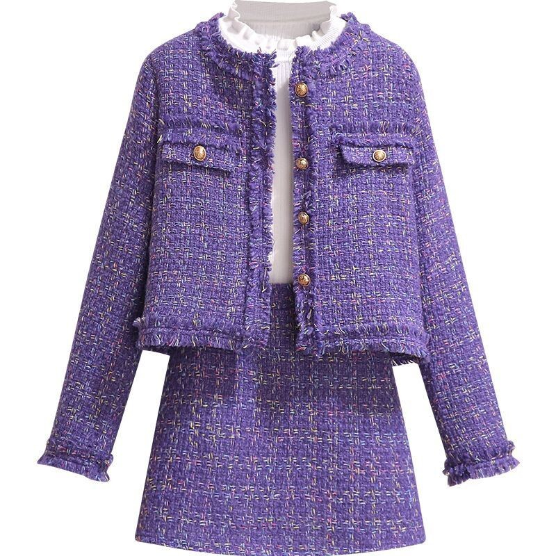 UNXX Ljubičasti mirisni ženski set sakoa i suknje 2023. Novo proljeće i jesen Elegantni gornji dio A kroja, dvodijelni 