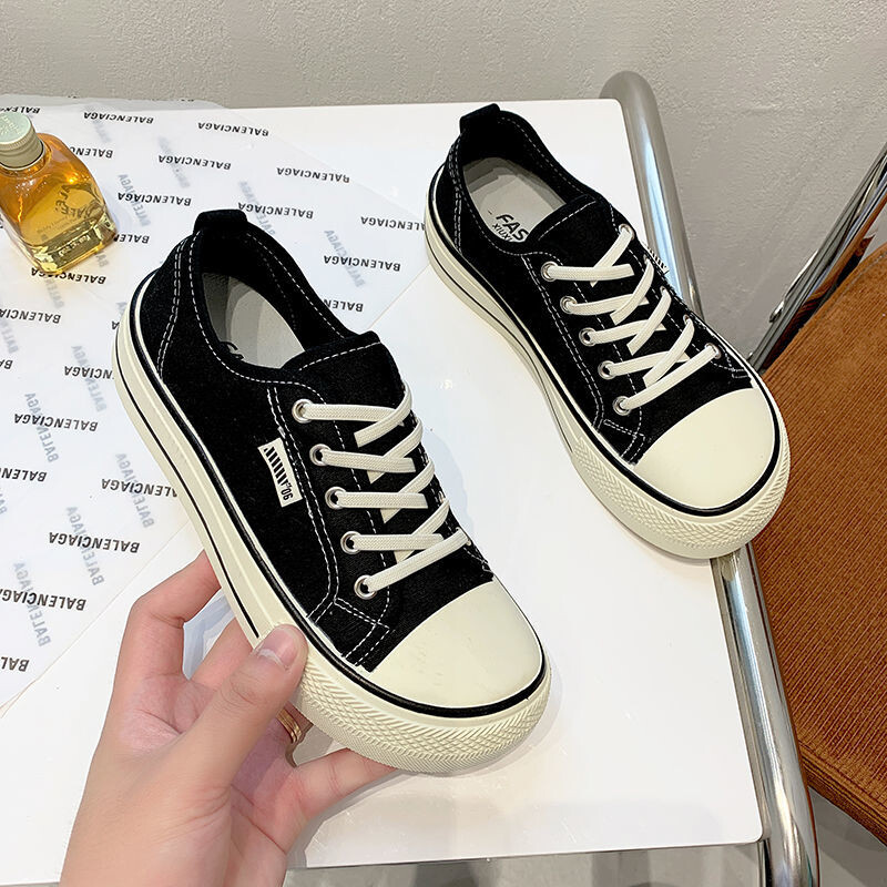 Ženske klasične crne platnene cipele Proljetne ravne cipele Studentske tenisice Djevojačke Skateboard Vulkanizirane tenisice Ženske 2023 Zapatillas
