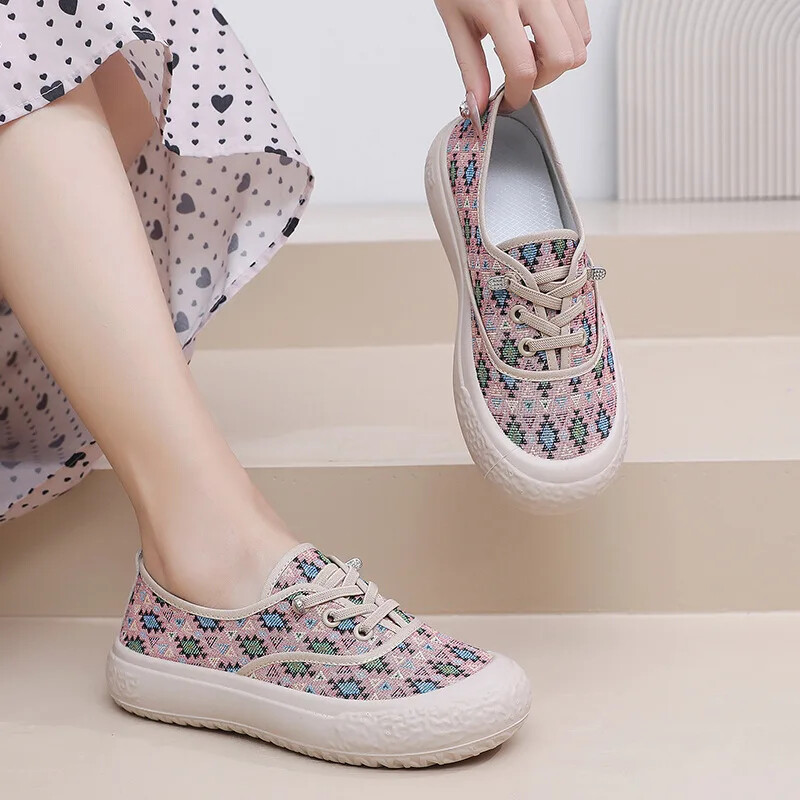 Kevadised ja sügisesed uued naistejalatsid hingavad vabaaja platvormiga lõuendjalatsid Lamedad libisemiskindlad kalamehejalatsid