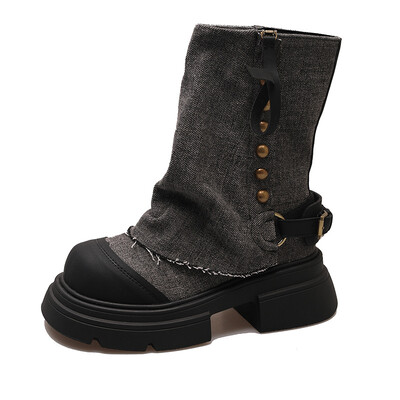 Hlače u stilu novog dizajna 2023. Čizme Ženske modne traper kratke čizme Ležerne cipele s platformom Kaubojske čizme za žene Gotičke cipele