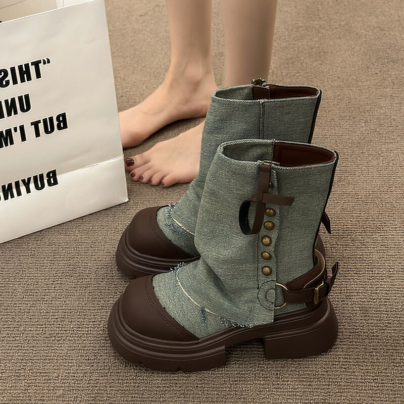 Hlače u stilu novog dizajna 2023. Čizme Ženske modne traper kratke čizme Ležerne cipele s platformom Kaubojske čizme za žene Gotičke cipele