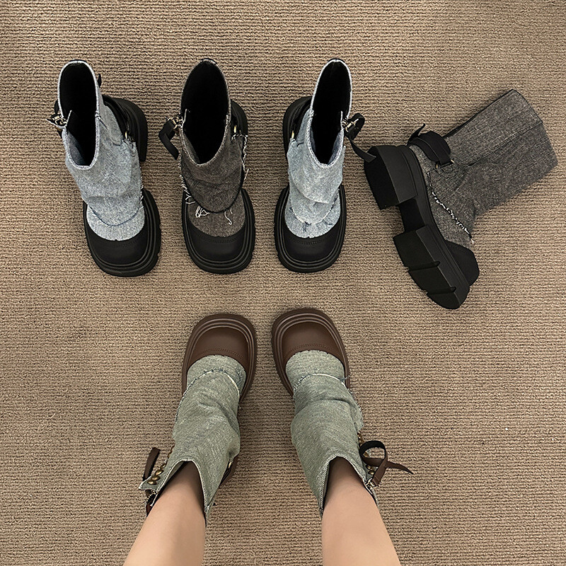 Hlače u stilu novog dizajna 2023. Čizme Ženske modne traper kratke čizme Ležerne cipele s platformom Kaubojske čizme za žene Gotičke cipele