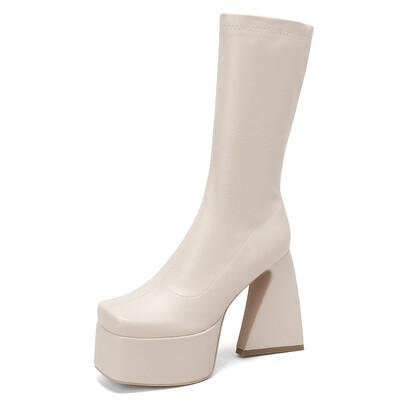 Zimske ženske čizme na visoku petu marke DORATASIA 2022. Cipele s platformom do srednje noge Debele neklizajuće modne elegantne trendi kvalitetne cipele