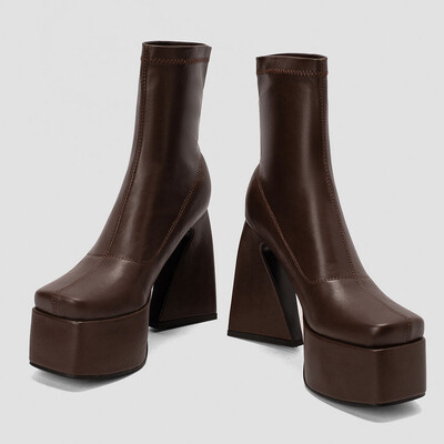 Zimske ženske čizme na visoku petu marke DORATASIA 2022. Cipele s platformom do srednje noge Debele neklizajuće modne elegantne trendi kvalitetne cipele