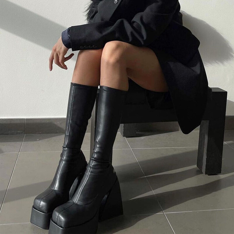Zimske ženske čizme na visoku petu marke DORATASIA 2022. Cipele s platformom do srednje noge Debele neklizajuće modne elegantne trendi kvalitetne cipele