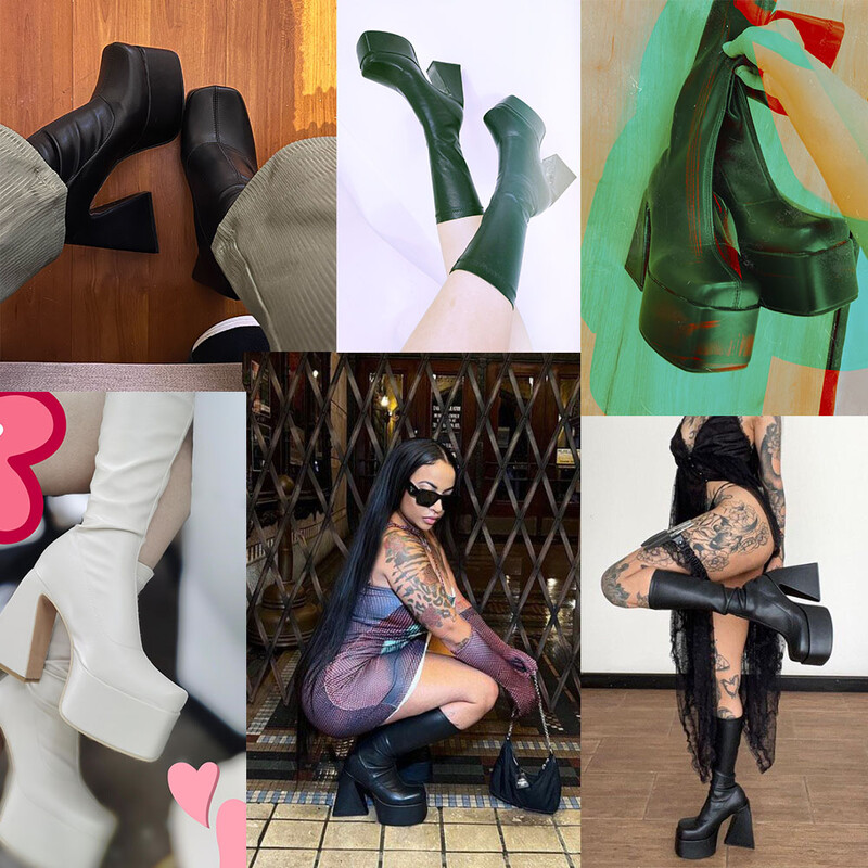 Zimske ženske čizme na visoku petu marke DORATASIA 2022. Cipele s platformom do srednje noge Debele neklizajuće modne elegantne trendi kvalitetne cipele