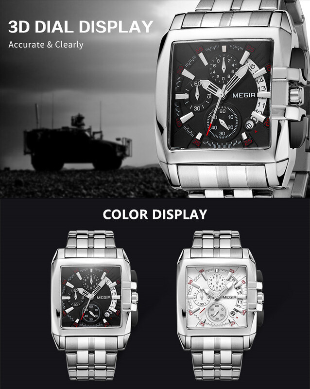 MEGIR originaal luksuslik meeste käekell roostevabast terasest meeste kvartskäekellad ärisuure numbrilauaga käekellad Moda Relogio Masculino