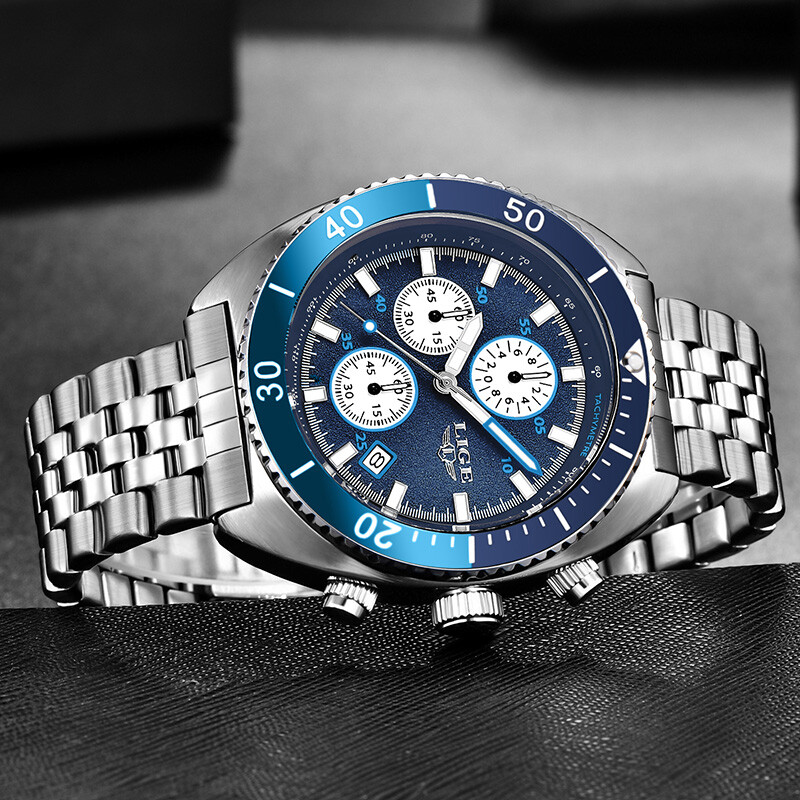 LIGE 2024 Ceas de lux de top pentru bărbați Ceasuri de cuarț pentru bărbați Ceas luminos impermeabil pentru bărbați, cronograf, cu dată, ceas de mână sport