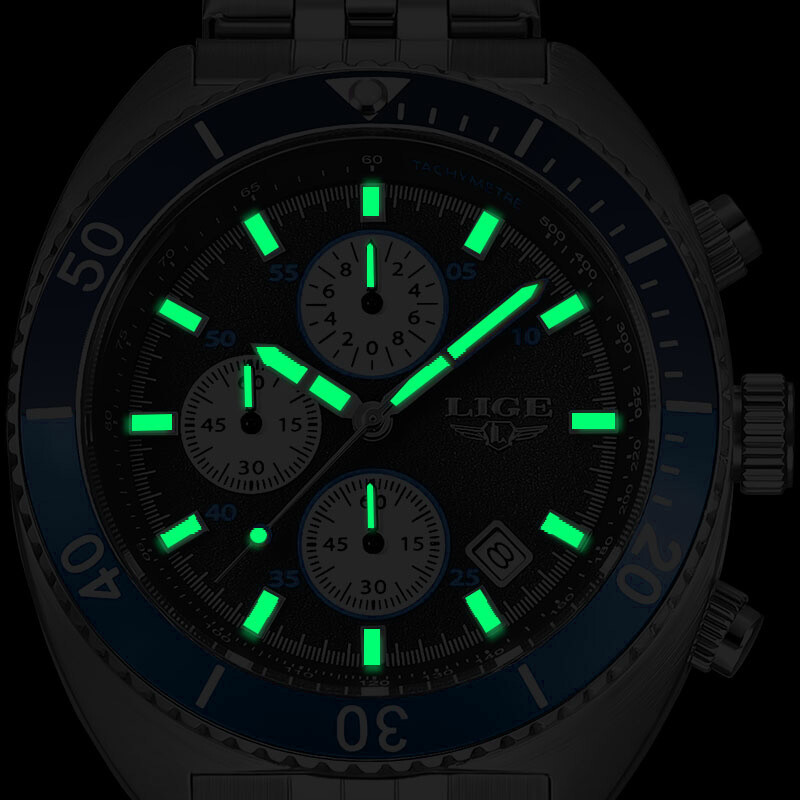 LIGE 2024 Ceas de lux de top pentru bărbați Ceasuri de cuarț pentru bărbați Ceas luminos impermeabil pentru bărbați, cronograf, cu dată, ceas de mână sport